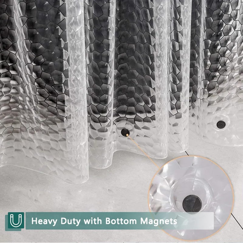 jssablo Clear Shower Curtain Liner, 100% Waterproof EVA 3D Shower Curtains with 3 Duty Heavy Bottom Magnets and 12 Rust Proof Grommets, 72x72 Weighted Shower Liner for Shower Stall, Bathtubs - Image 3